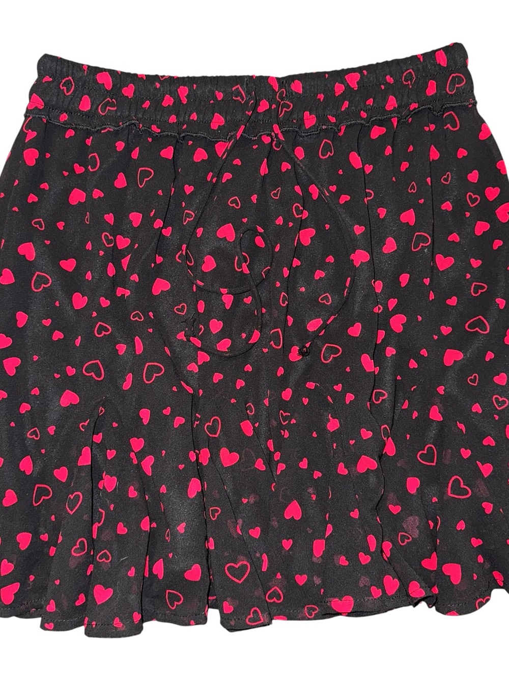 Francescas Blue Rain Heart Print Mini Skirt Small Black Red Chiffon NWT